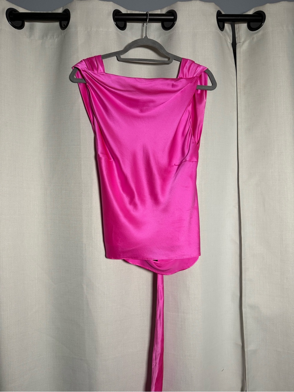 The Bar Asher Silk Backless Top in Bubblegum Hot Pink Size Medium - Picture 3 of 10